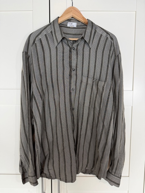 Zanella Other - Zanella Gray Vertical Stripe Casual Button-Down Shirt B2
